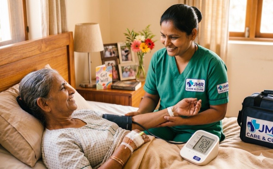 The JMR Care & Cure team caring for an elderly patient